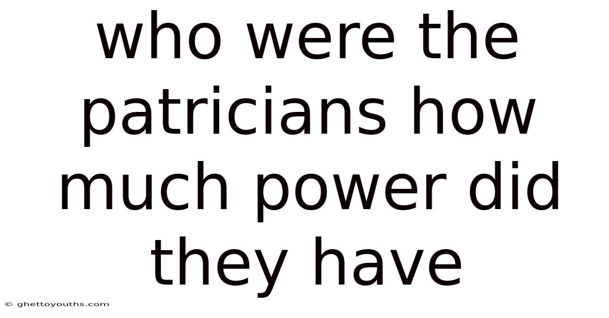 Who Were The Patricians How Much Power Did They Have