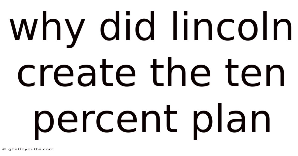 Why Did Lincoln Create The Ten Percent Plan