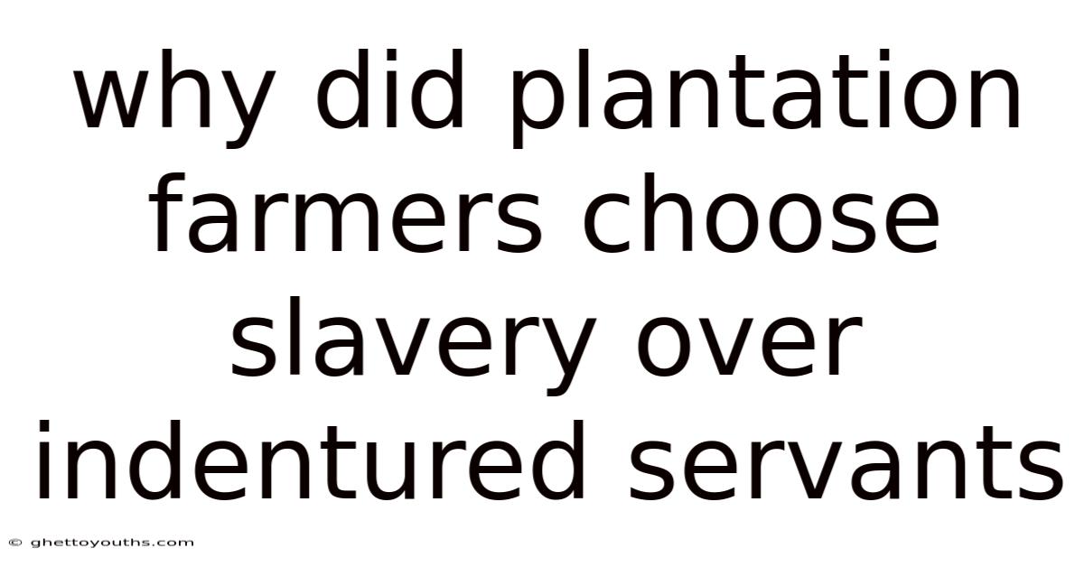 Why Did Plantation Farmers Choose Slavery Over Indentured Servants