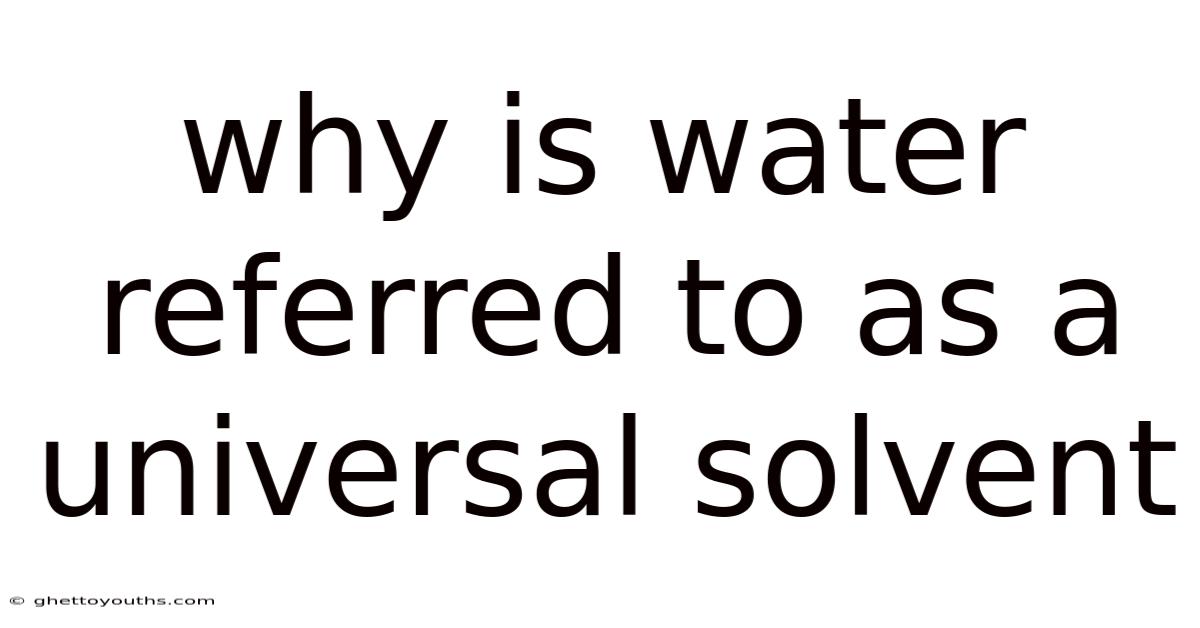 Why Is Water Referred To As A Universal Solvent