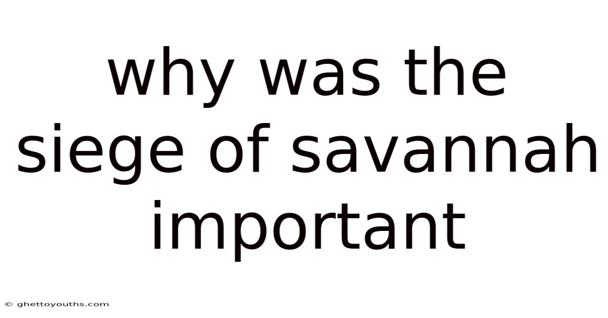Why Was The Siege Of Savannah Important