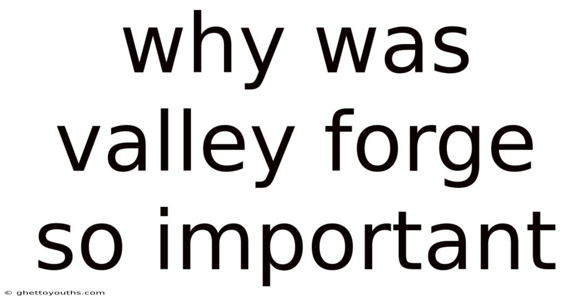Why Was Valley Forge So Important