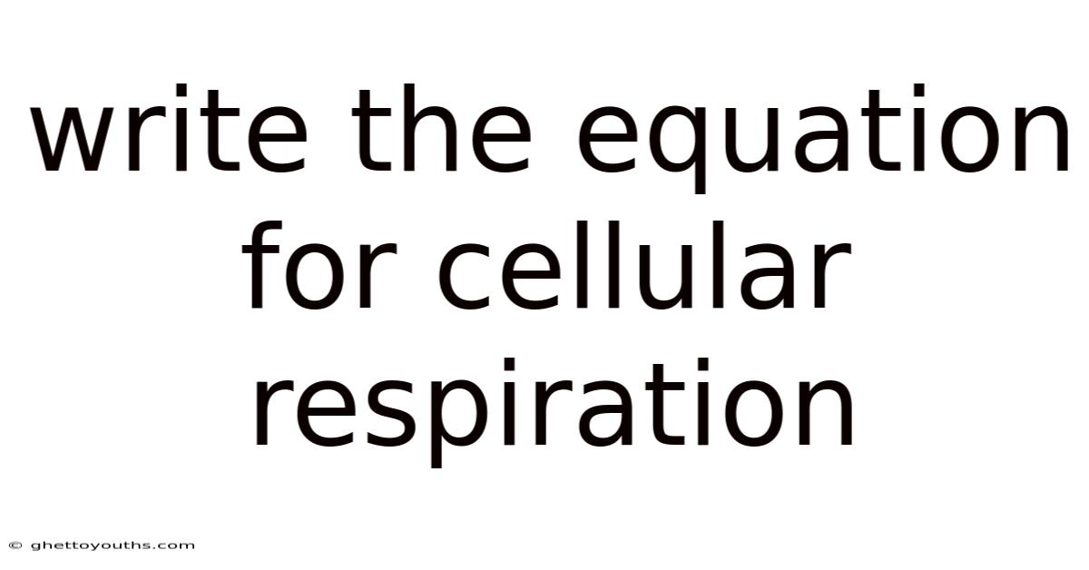 Write The Equation For Cellular Respiration